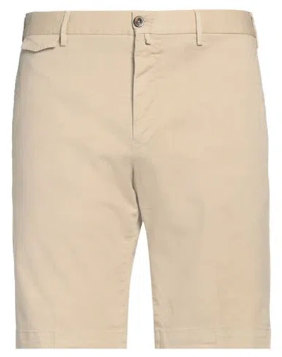 Pt Torino Man Shorts & Bermuda Shorts Cream Size 36 Cotton, Elastane In Sand