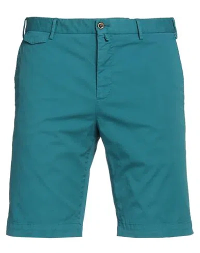 Pt Torino Man Shorts & Bermuda Shorts Deep Teal Size 32 Cotton, Elastane In Green