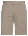 Pt Torino Dark Beige Stretch Cotton Shorts In Grey