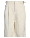 Pt Torino Man Shorts & Bermuda Shorts Ivory Size 36 Viscose, Linen, Elastane In White