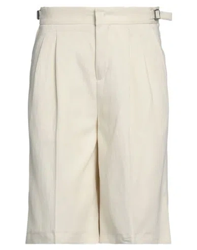 Pt Torino Man Shorts & Bermuda Shorts Ivory Size 36 Viscose, Linen, Elastane In White