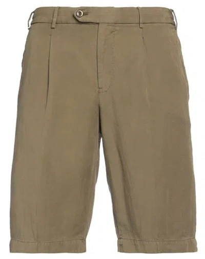 Pt Torino Man Shorts & Bermuda Shorts Military Green Size 34 Lyocell, Linen, Cotton