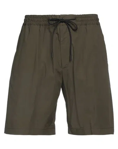 Pt Torino Man Shorts & Bermuda Shorts Military Green Size 36 Cotton, Elastane
