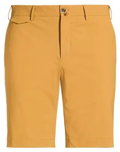 Pt Torino Man Shorts & Bermuda Shorts Mustard Size 32 Polyamide, Elastane In Gold