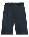 Pt Torino Man Shorts & Bermuda Shorts Navy Blue Size 28 Cotton, Linen