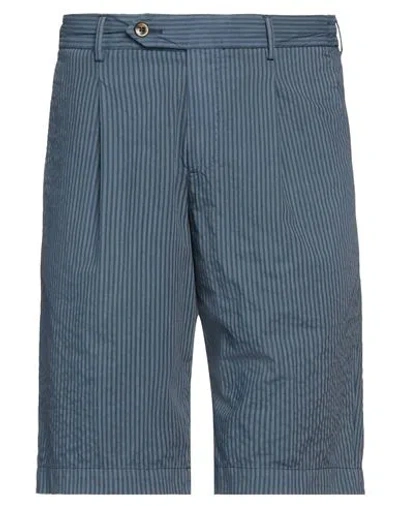 Pt Torino Man Shorts & Bermuda Shorts Navy Size 30 Cotton, Polyester, Elastane In Navy Blue