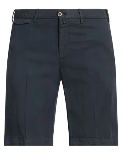 Pt Torino Man Shorts & Bermuda Shorts Navy Size 34 Lyocell, Linen, Cotton In Blue