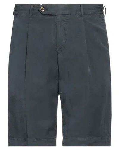 Pt Torino Man Shorts & Bermuda Shorts Navy Size 44 Lyocell, Linen, Cotton