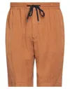 Pt Torino Man Shorts & Bermuda Shorts Rust Size 32 Lyocell, Linen, Cotton In Red