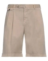 Pt Torino Man Shorts & Bermuda Shorts Sand Size 38 Linen, Cotton, Elastane In Beige