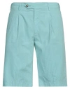 Pt Torino Man Shorts & Bermuda Shorts Turquoise Size 40 Linen, Cotton, Elastane In Blue