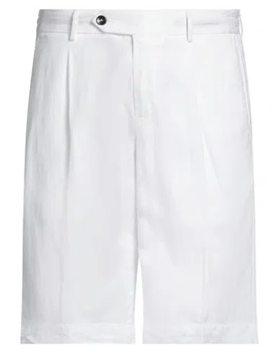 Pt Torino Man Shorts & Bermuda Shorts White Size 28 Lyocell, Linen, Cotton
