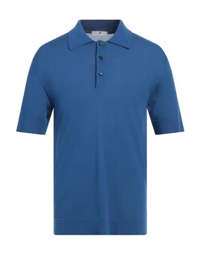 Pt Torino Man Sweater Blue Size 46 Cotton, Silk