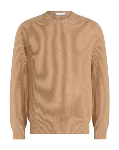 Pt Torino Man Sweater Camel Size 42 Virgin Wool, Cashmere In Brown