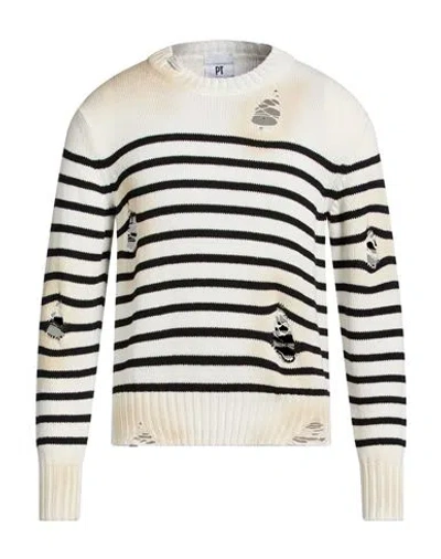 Pt Torino Man Sweater Cream Size 40 Cotton In White