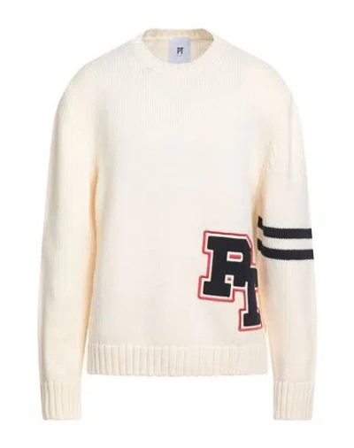 Pt Torino Man Sweater Ivory Size 40 Virgin Wool In White