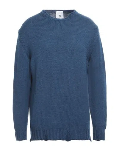 Pt Torino Man Sweater Navy Blue Size 42 Virgin Wool In Navy Blue