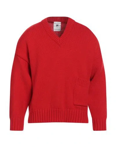Pt Torino Man Sweater Red Size 40 Virgin Wool