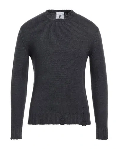Pt Torino Man Sweater Steel Grey Size 34 Virgin Wool In Black