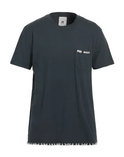 Pt Torino Man T-shirt Midnight Blue Size 40 Cotton