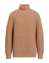 Pt Torino Man Turtleneck Camel Size 40 Wool, Alpaca Wool, Acrylic In Nude