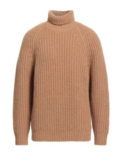 Pt Torino Man Turtleneck Camel Size 40 Wool, Alpaca Wool, Acrylic In Nude
