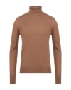 Pt Torino Man Turtleneck Camel Size 46 Virgin Wool In Beige