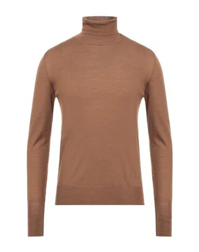 Pt Torino Man Turtleneck Camel Size 46 Virgin Wool In Beige