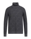 Pt Torino Man Turtleneck Charcoal Size 38 Virgin Wool, Cashmere In Gray