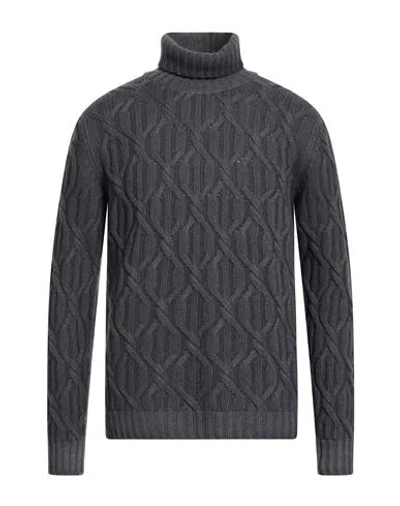 Pt Torino Man Turtleneck Charcoal Size 38 Virgin Wool, Cashmere In Gray