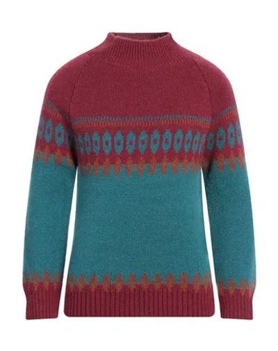 Pt Torino Man Turtleneck Garnet Size 40 Acrylic, Wool, Polyamide In Blue
