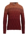 Pt Torino Man Turtleneck Garnet Size 40 Acrylic, Wool, Polyamide In Red