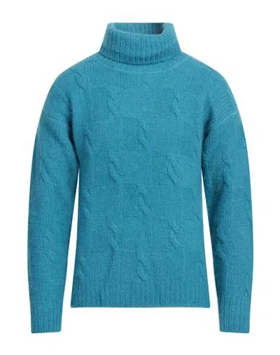 Pt Torino Man Turtleneck Turquoise Size 40 Wool, Alpaca Wool, Acrylic In Blue
