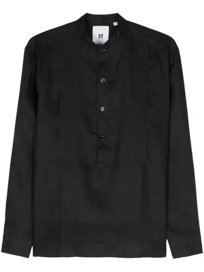 Pt Torino Mariner Linen Shirt In Schwarz