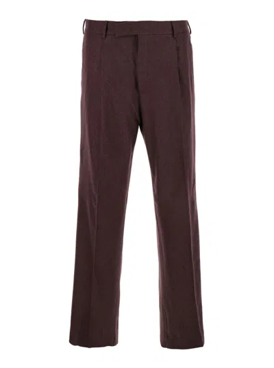 Pt Torino Maroon Relaxed Fit Pants In Burgundy
