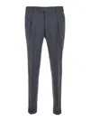 Pt Torino Grey Slim Pants With Concealed Closure In Virgin Wool Man In Gray