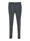 Pt Torino Grey Slim Pants With Concealed Closure In Virgin Wool Man In Gray