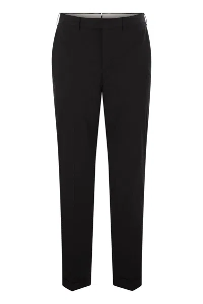 Pt Torino Master-fit Cotton-blend Trousers In Black