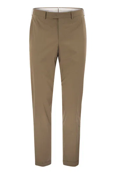 Pt Torino Master-fit Cotton-blend Trousers In Brown