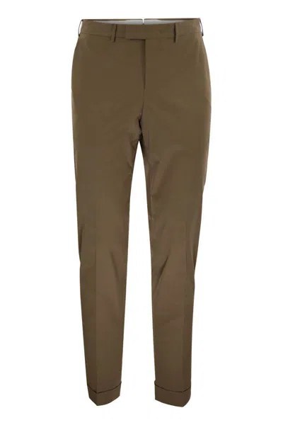 Pt Torino Master-fit Cotton Trousers In Brown