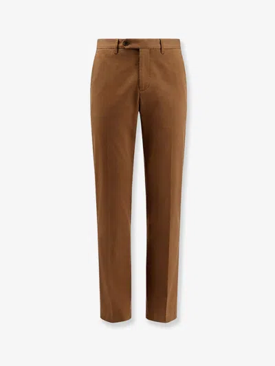 Pt Torino Master Fit Style Stretch Cotton Trousers In Brown