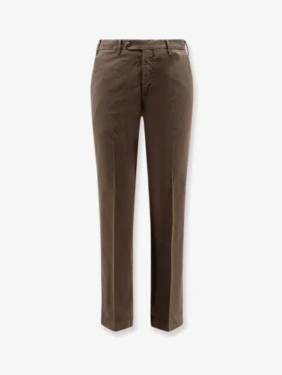Pt Torino Master Fit Style Stretch Cotton Trousers In Brown