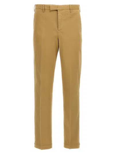 Pt Torino Beige Stretch Cotton Blend Silkochino Pant In Brown