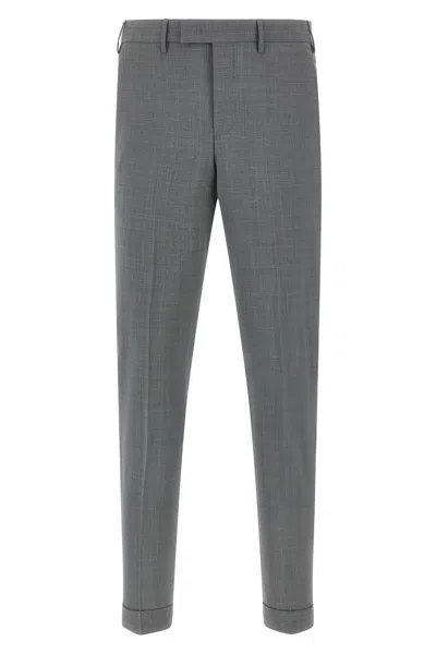Pt Torino Master Tailored Trousers Front Crease Belt Loops In Gray