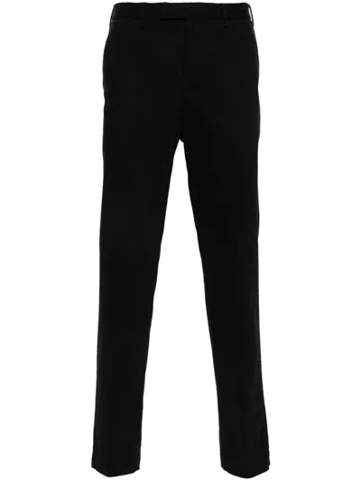 Pt Torino Pressed-crease Slim-fit Trousers In Black