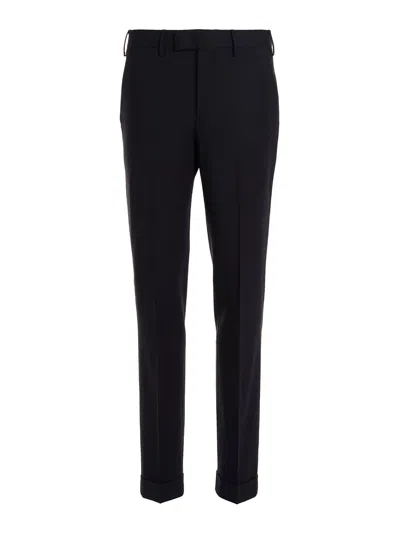 Pt Torino Trousers Tailored Cuffed Hem In Black