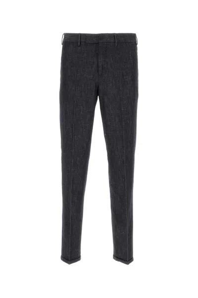 Pt Torino Melange Midnight Blue Cotton Blend Pant In Black