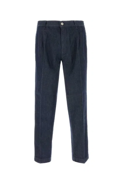 Pt Torino Melange Blue Cotton Pant