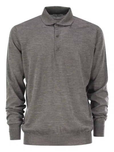 Pt Torino Wool Polo Shirt In Grey
