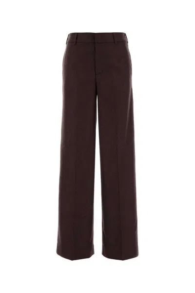 Pt Torino Melange Grape Wool Blend Lorenza Palazzo Pant In Brown